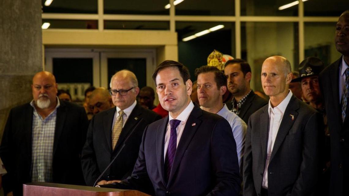 Senator Marco Rubio speaks during a press conference at FIU Health Ambulatory Care Center on Thursday.