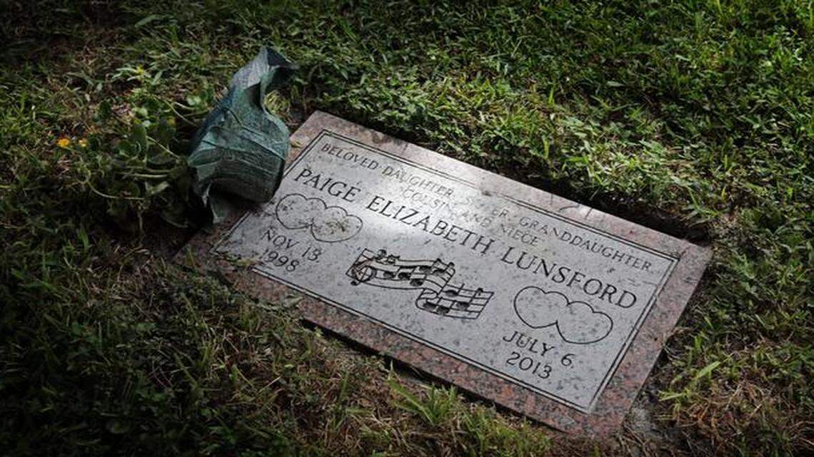 
YOUNG DEATH: Paige Elizabeth Lunsford, 14, is buried in Ft. Lauderdale's Evergreen Cemetery.

