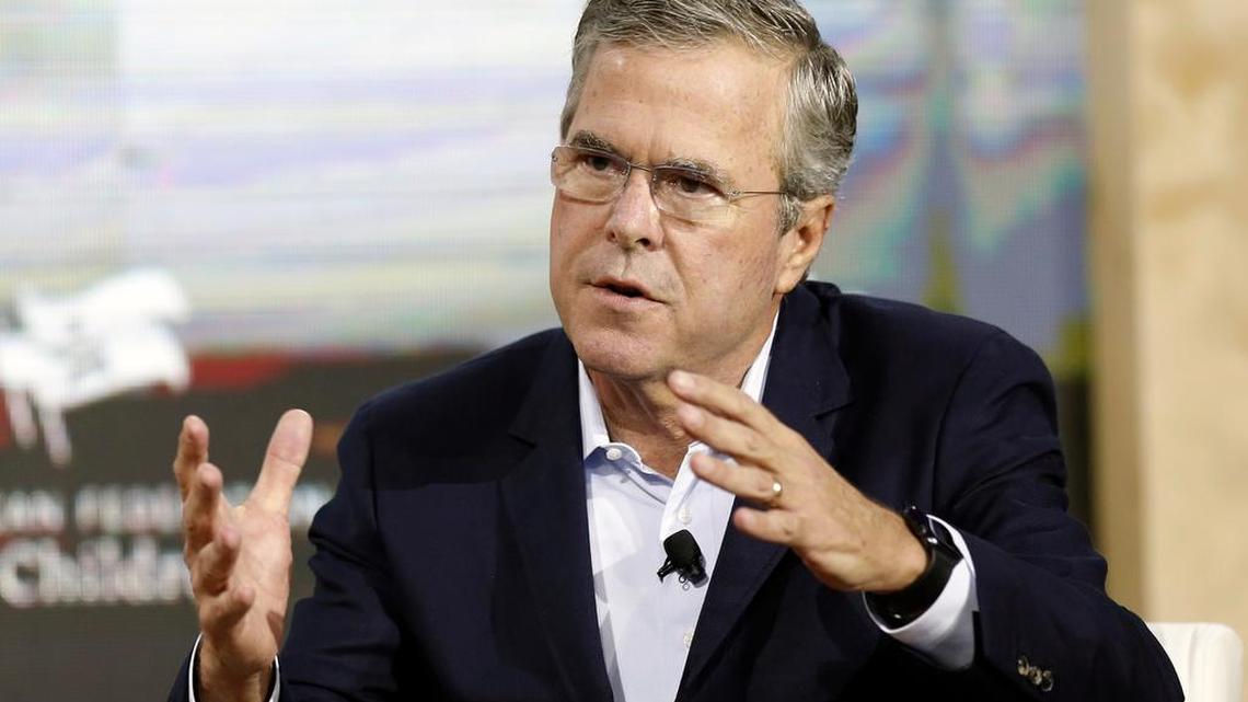 
Republican presidential candidate former Florida Gov. Jeb Bush speaks during an education summit Wednesday in Londonderry, N.H. 
