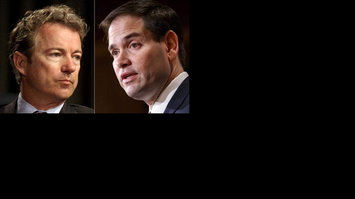 
Sen. Rand Paul, left, and Sen. Marco Rubio.
