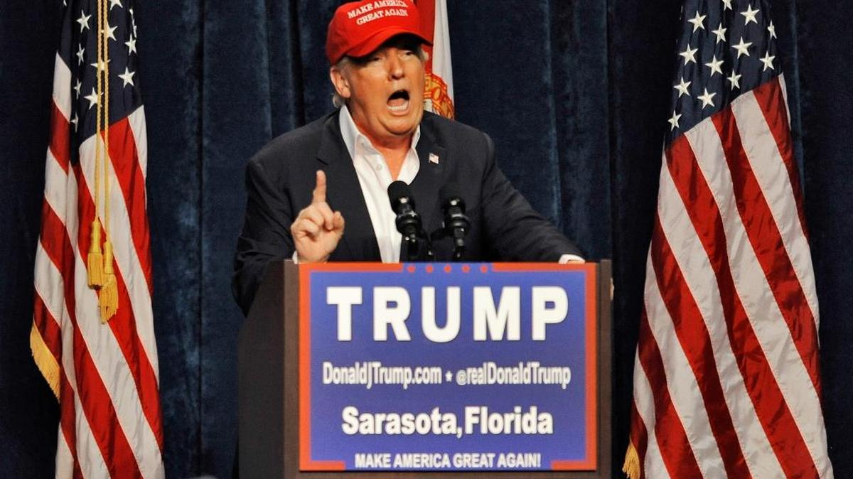 Republican presidential candidate Donald Trump speaks to supporters at a campaign rally Saturday, Nov. 28, 2015 at Robarts Arena in Sarasota, Fla. Speaking before thousands who jammed into the arena, Trump said he's "killing everybody" in polls nationally and in early voting states.