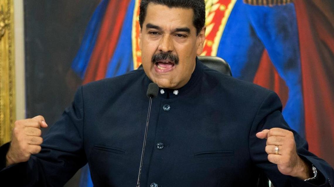 Venezuelan President Nicolás Maduro speaks at an Oct. 17 news conference at the Miraflores presidential palace in Caracas.