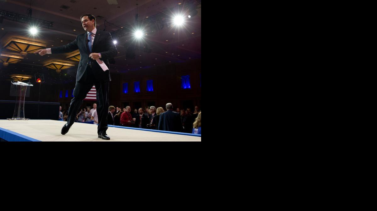 
Sen. Marco Rubio, R-Fla. walks from the stage on Friday after speaking during the Conservative Political Action Conference (CPAC) in National Harbor, Md.
