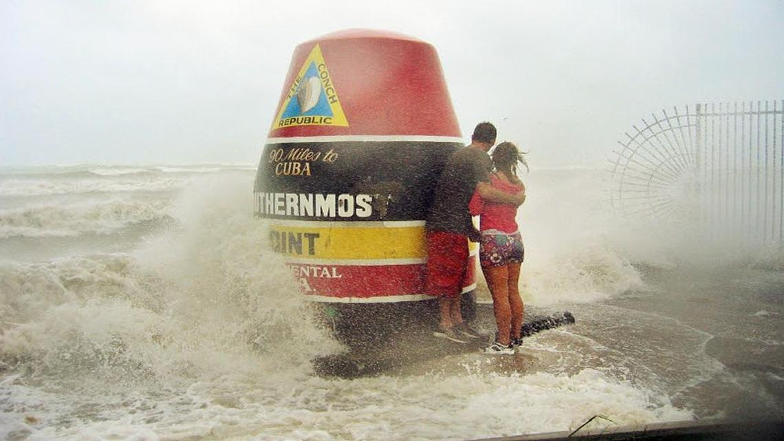 Waves driven by Hurricane Charley crash ashore in Key West on Aug. 13, 2004.