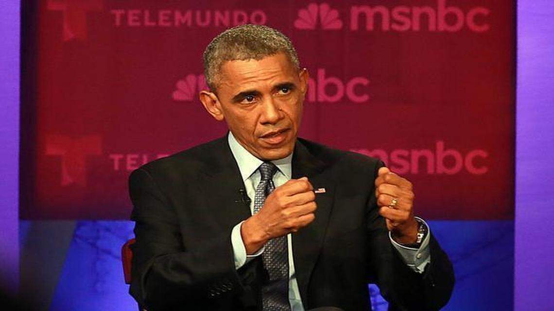 
President Barack Obama answers questions from young immigrants at Florida International University.
