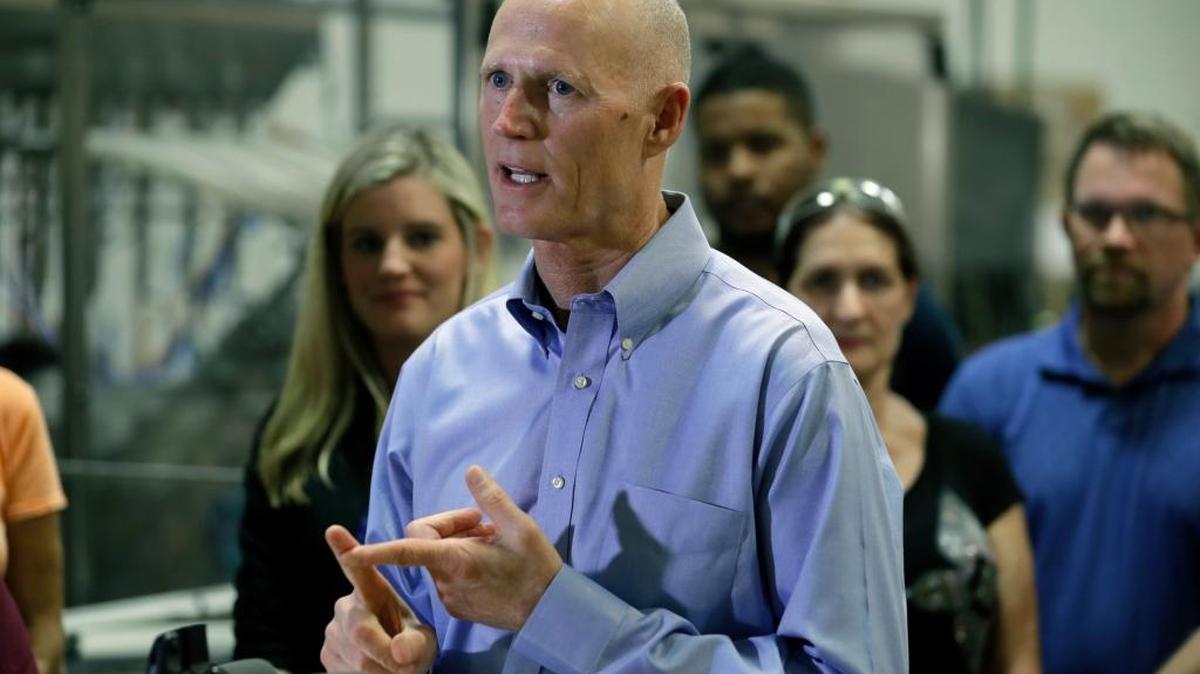Florida Gov. Rick Scott gestures during a visit to Beneficial Blends Wednesday, Jan. 25, 2017, in Tampa. Despite what could be a bruising budget year with competing priorities, Gov. Scott called for $618 million in tax cuts, including a dramatic cut in the sales taxes charged on commercial rents.