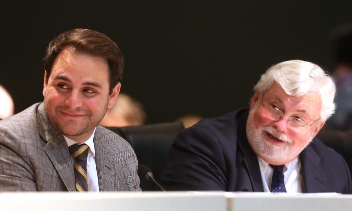 House and Senate Appropriations Chairman Rep. Carlos Trujillo, R- Miami and Senator Jack Latvala, R- Clearwater, were smiling after lawmakers came to an agreement on a budget during the 2017 special session.