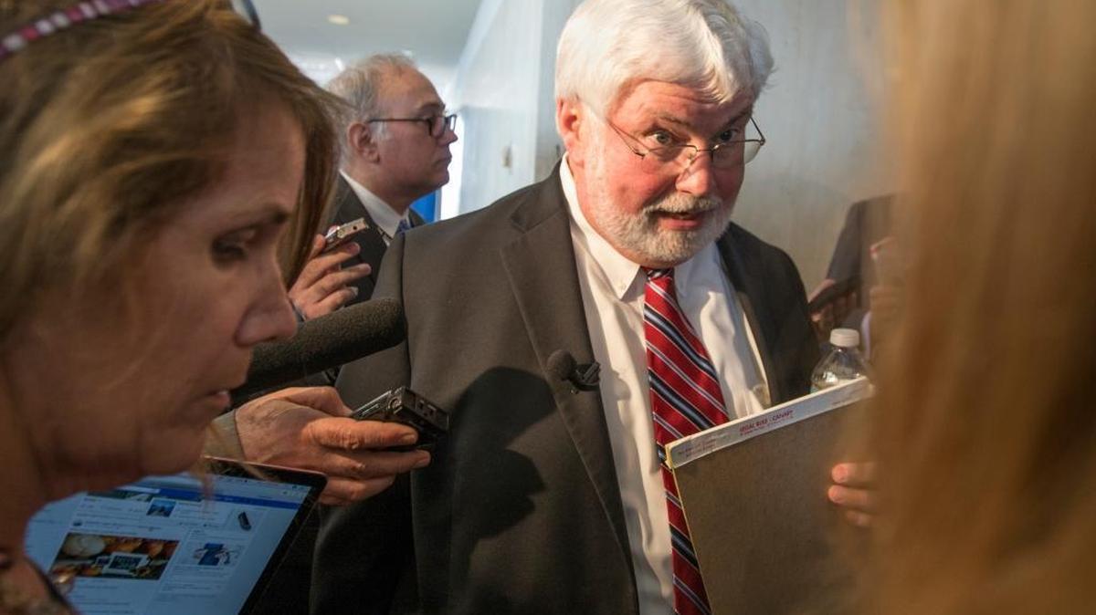 Sen. Jack Latvala, R-Clearwater, fields additional questions from reporters at the Capitol after leaving the podium at the Florida AP Legislative Day, Thursday, Nov 2, 2017.