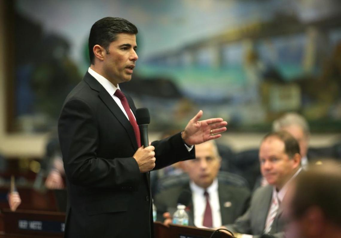 Rep. Jose Oliva, R-Miami Lakes, answers questions about the guns and school safety bill on the floor of the House on Wednesday, March 7, 2018.