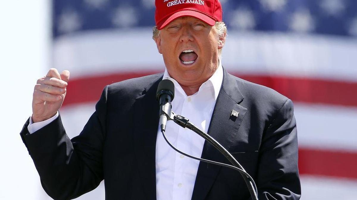 GOP presidential front-runner Donald Trump speaks during a campaign rally on Saturday, March 19, 2016, in Fountain Hills, Ariz.