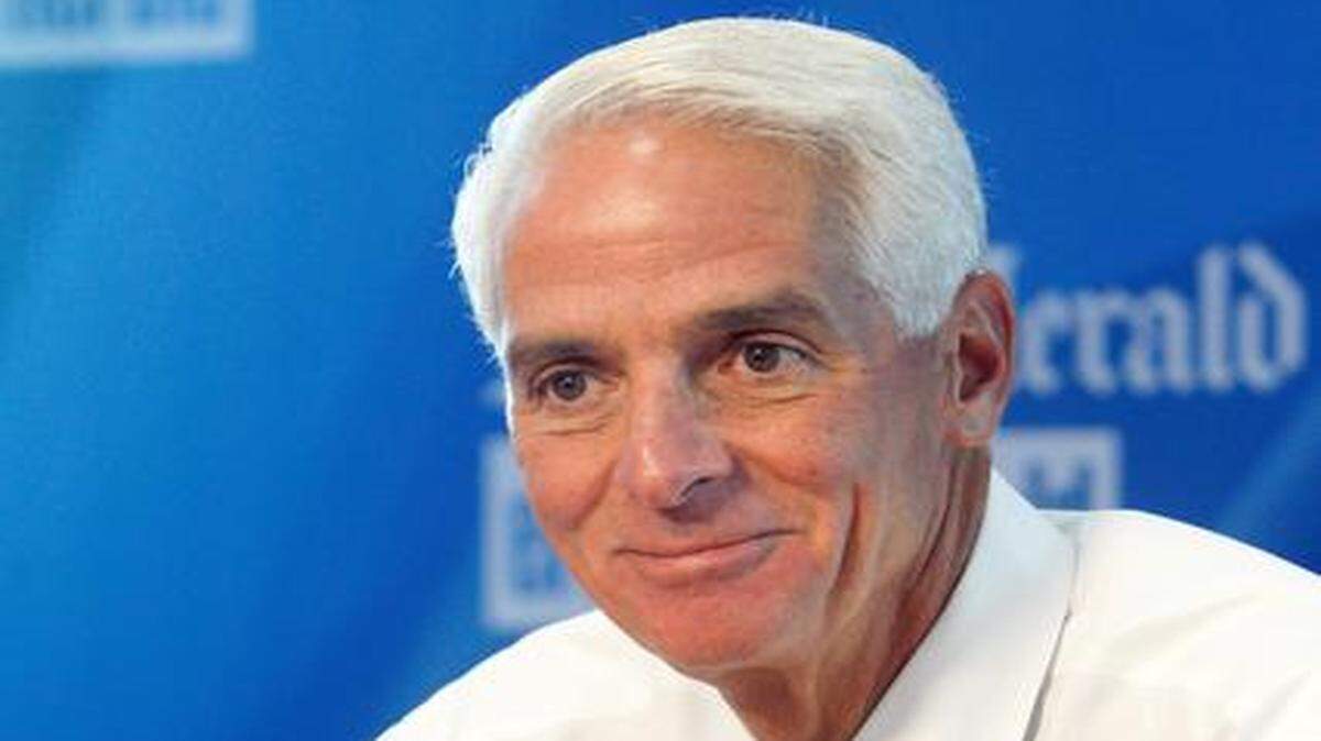 
FILE--Florida Gubernatorial candidate, Charlie Crist, speaks to the Miami Herald editorial board Wednesday, Aug. 6, 2014.
