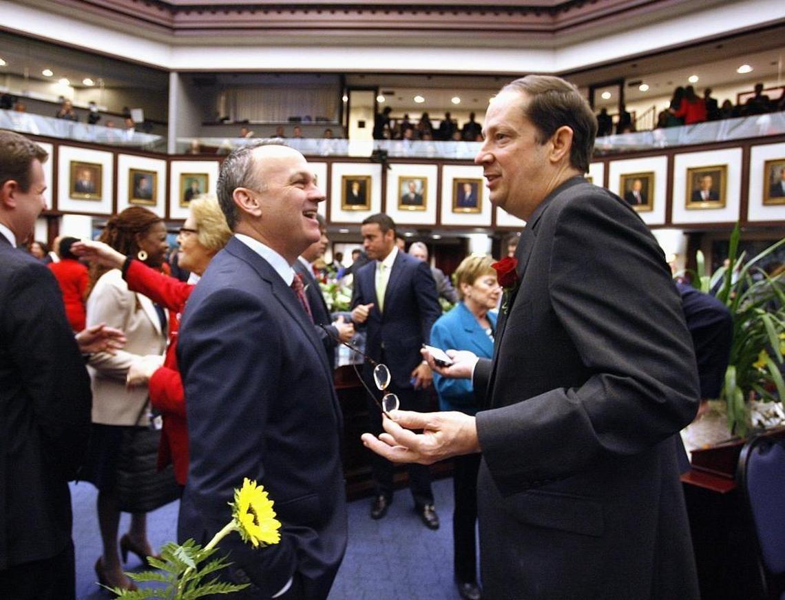House Speaker Richard Corcoran, R-Land O’Lakes, with Senate President Joe Negron, R-Stuart.