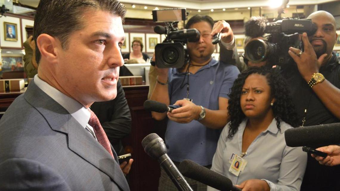 
 House Speaker Steve Crisafulli, R-Merritt Island, talks with reporters after adjournment of the special session on Friday. 
