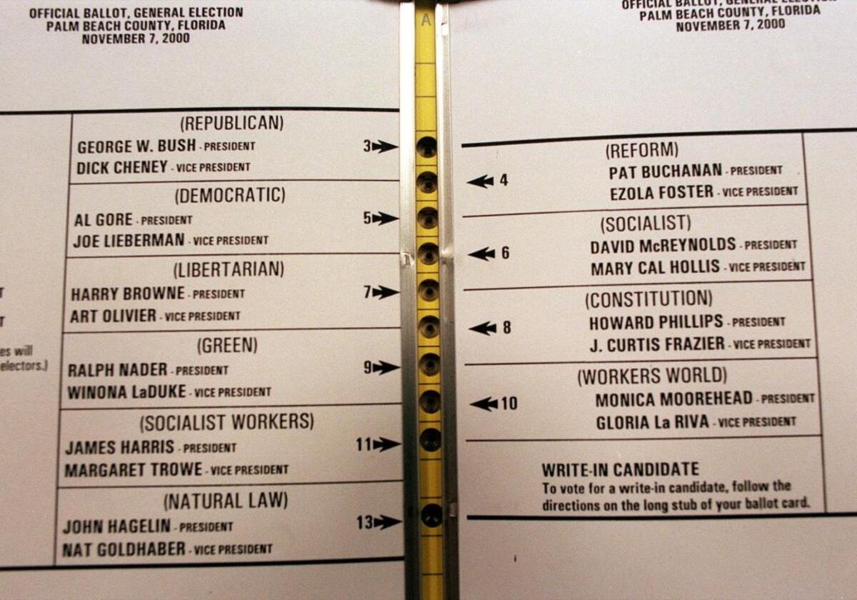 Palm Beach County’s infamous ‘butterfly’ ballot from 2000.