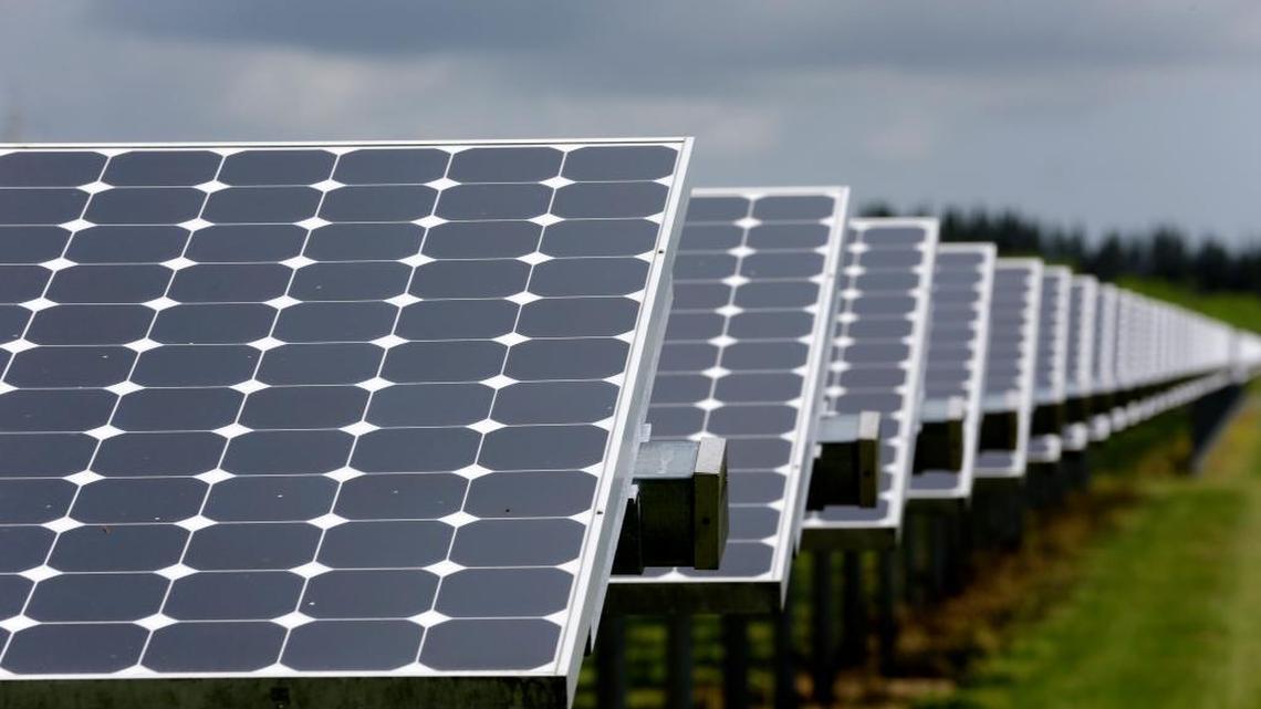 In this May 13, 2015 photo, some of the more than 37,000 solar panels gather sunlight at the Space Coast Next Generation Solar Center, in Merritt Island. Industry experts rank Florida third in the nation in rooftop solar energy potential but 13th in the amount of solar energy generated. Renewable energy experts and the solar industry say Florida lags behind because the state is one of only four that require solar energy to be sold exclusively by utilities.
