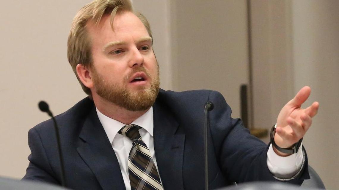 Rep. James Grant, R-Tampa, speaks about a concealed weapons bill during a House Criminal Justice Subcommittee meeting, Wednesday, March 15, 2017, in Tallahassee, Fla.