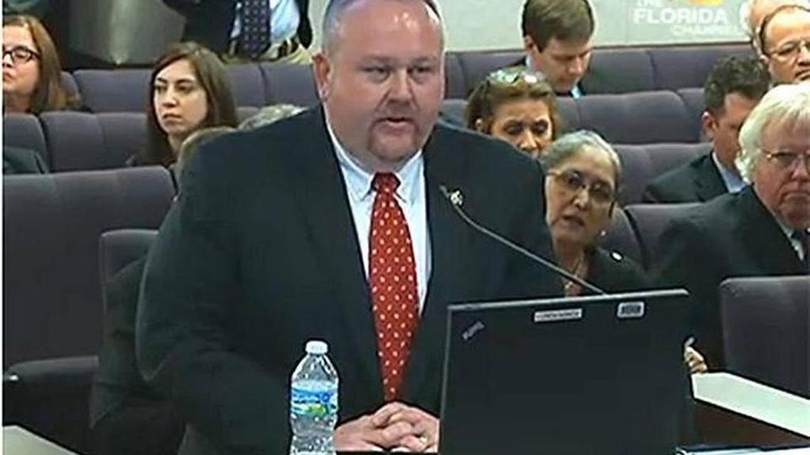 Department of Corrections Inspector General Jeff Beasley speaks before a Senate committee last spring.