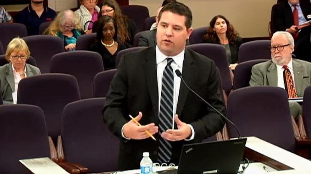 Archive: Florida state Sen. Travis Hutson, during a Senate Judiciary Committee meeting on Jan. 24, 2017. The committee advanced his bill on a party-line vote with Republican support.
