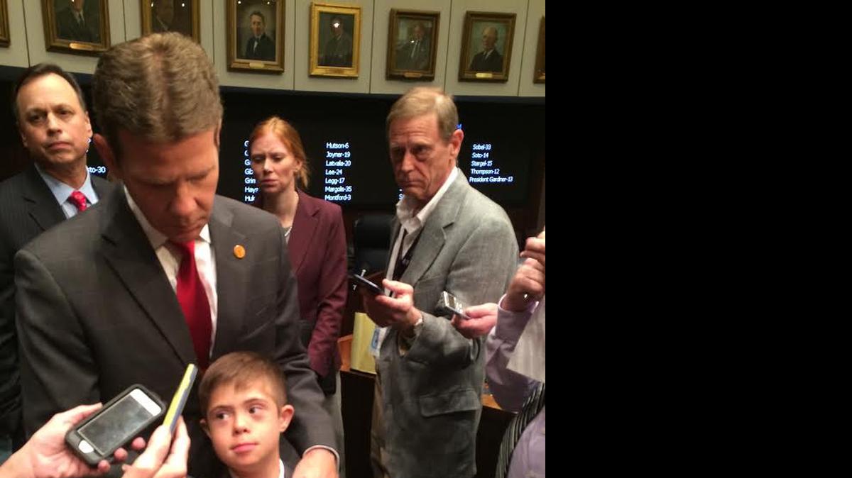 
Senate President Andy Gardiner with son Andrew during Take Your Child to Work Day last week. 
