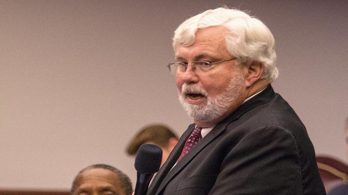 Sen. Jack Latvala, R-Clearwater, apologizes to fellow Senators for not having a closer oversight of the the budget negations with the House on Monday May 8, 2017, at the Capitol in Tallahassee.