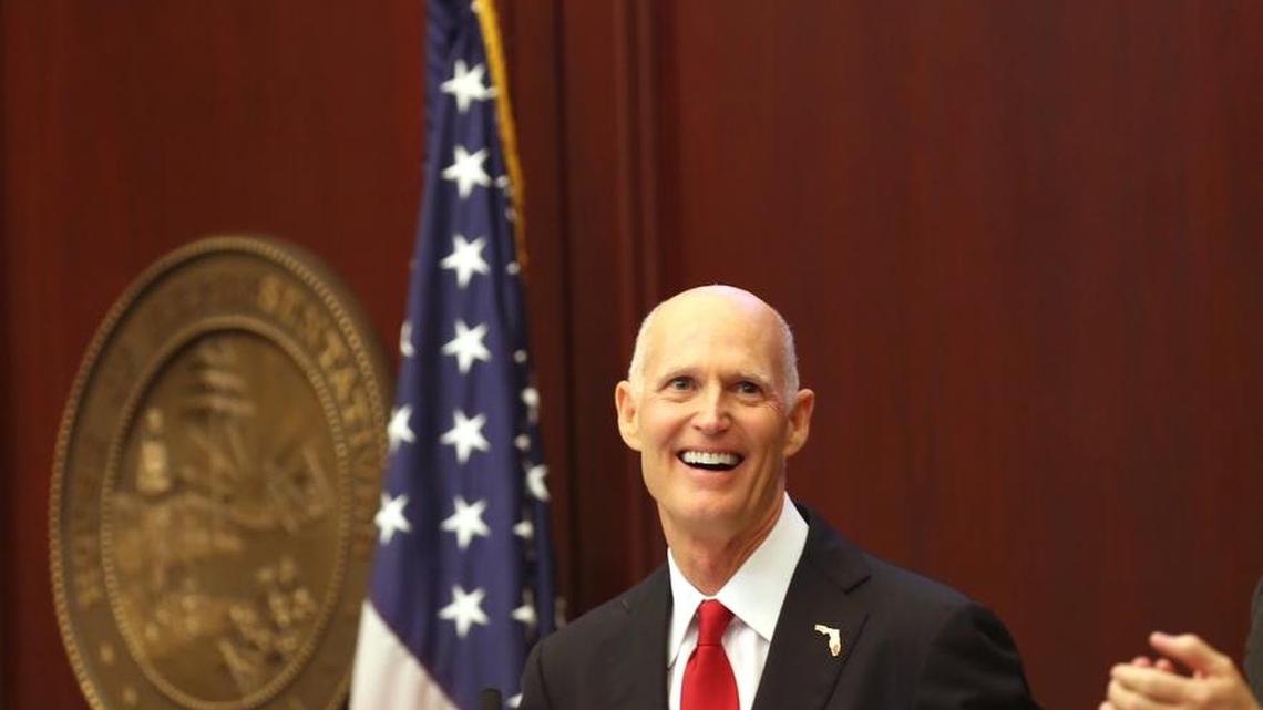 Governor Rick Scott addresses a joint session of the Florida Legislature at the Capitol in Tallahassee on Tuesday, Jan. 9, 2018.