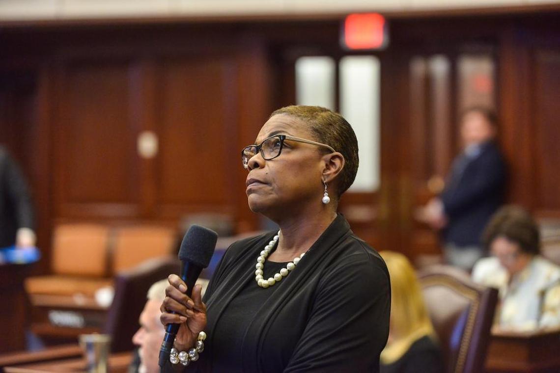 Sen. Audrey Gibson, D-Jacksonville, speaks on the Senate floor during the 2017 session.