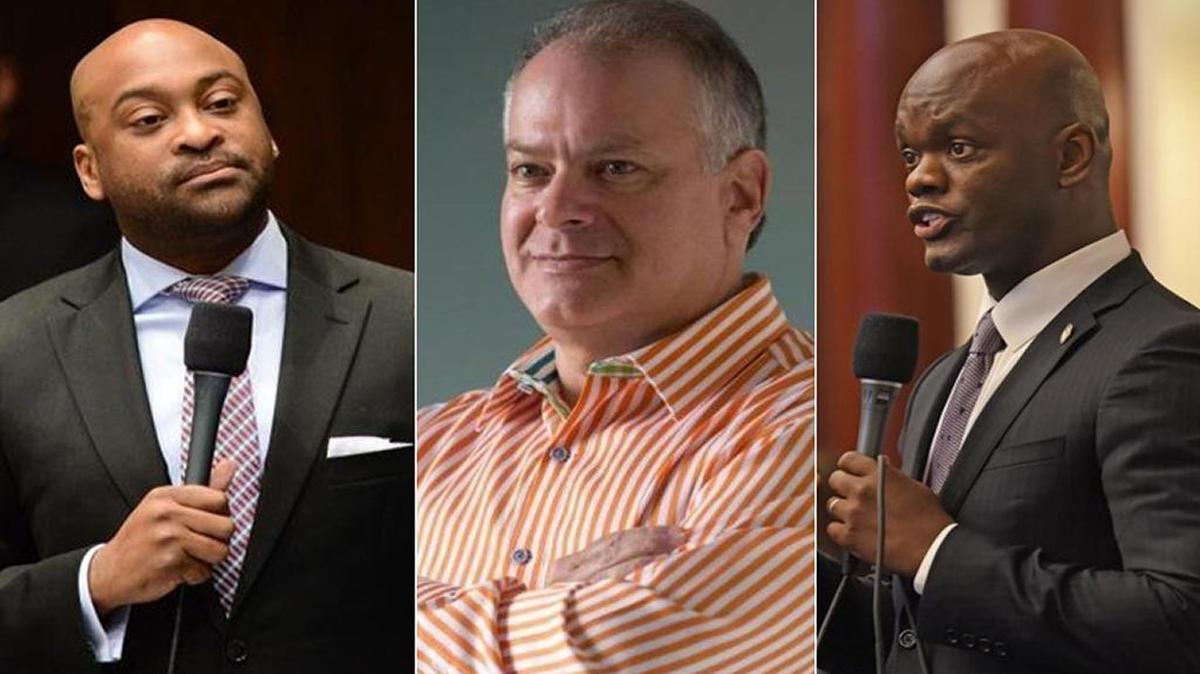 Senate Democratic Leader Oscar Braynon of Miami Gardens, Florida Democratic Party Chairman Stephen Bittel, and future House Democratic Leader Kionne McGhee of Miami.