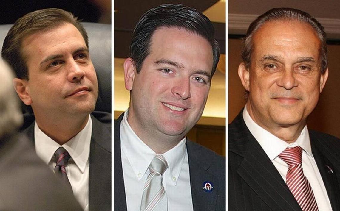 Alex Diaz de la Portilla, left; Jose Felix Diaz, center, and Lorenzo Palomares are vying for the Republican nomination in Senate District 40.