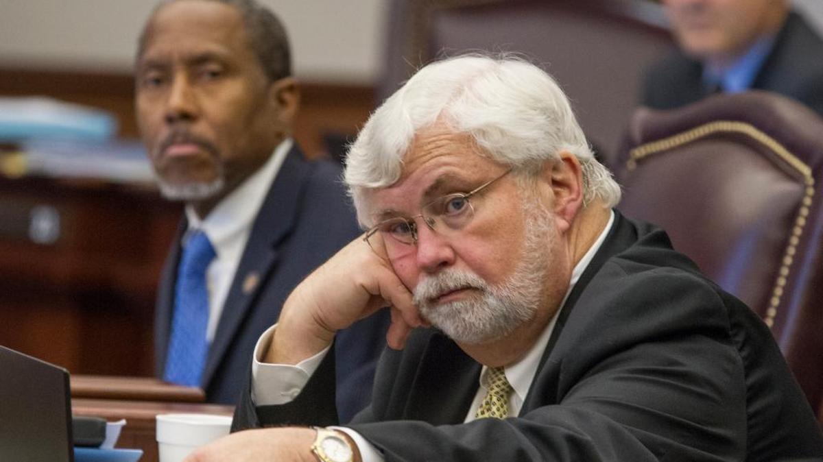 Sen. Jack Latvala, R-Clearwater, listens as senators debate minimum mandatory prison terms for fentanyl trafficking Friday, May 5, 2017 at the Capitol in Tallahassee. Latvala resigned Wednesday.