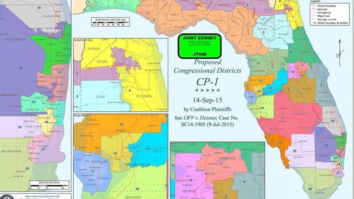 This is the new, now official, map of Florida’s congressional districts after Wednesday’s 5-2 ruling by the Florida Supreme Court.