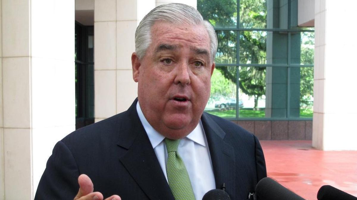 John Morgan discusses a lawsuit he filed challenging the state's ban on smokable medical marijuana on Thursday, July 6, 2017, outside the Leon County courthouse in Tallahassee.