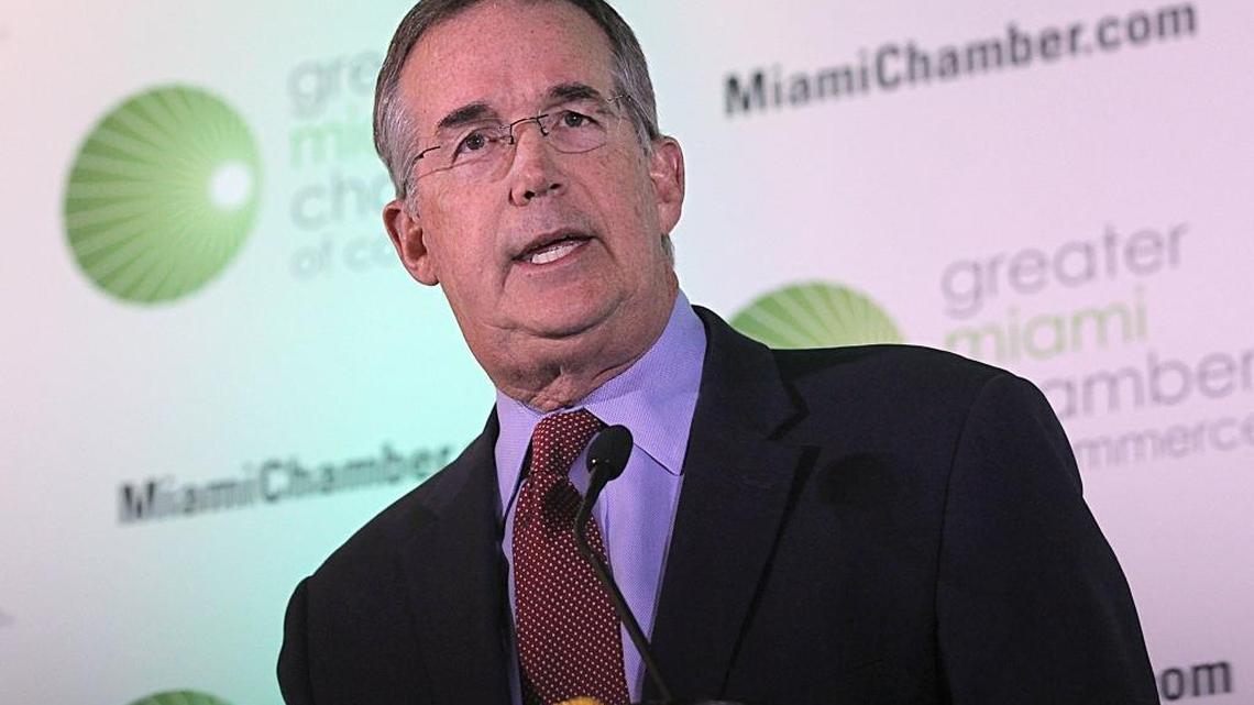Jeff Atwater, Florida chief financial officer, addresses the Greater Miami Chamber of Commerce Trustee Luncheon at Jungle Island on Jan. 10. He announced Friday he is resigning sometime after the 2017 legislative session ends May 5 to take a position at Florida Atlantic University.