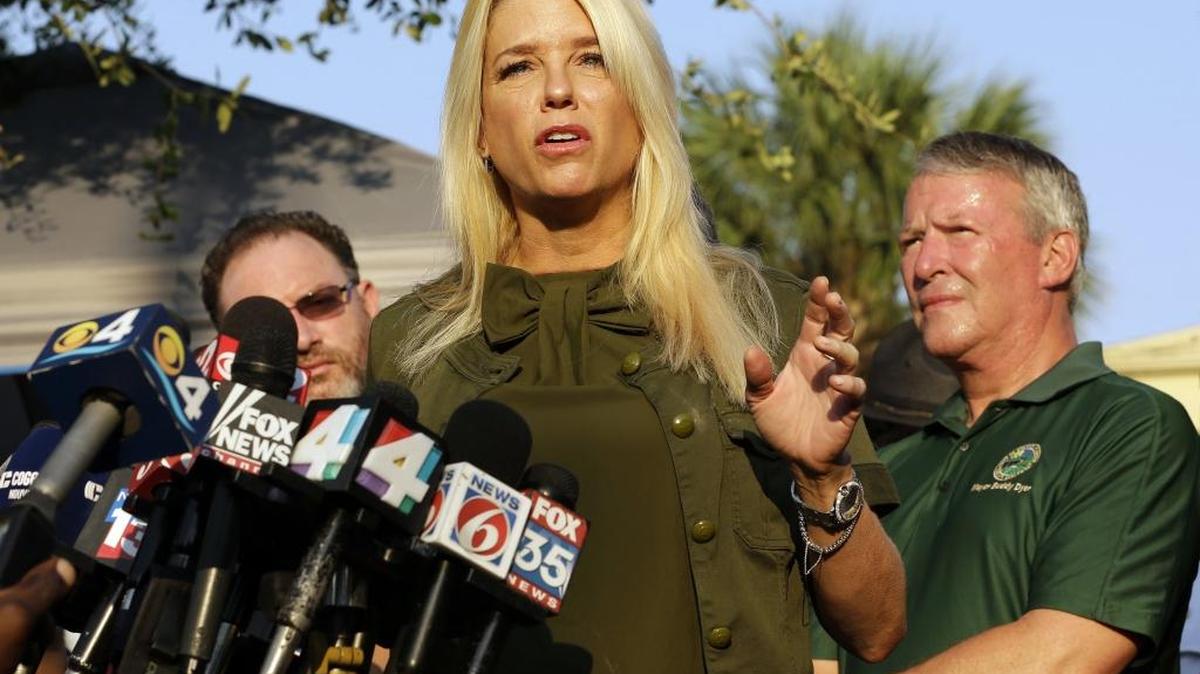 Florida Attorney General Pam Bondi gives details about the fatal shootings at the Pulse Orlando nightclub during a media briefing Monday, June 13 in Orlando.