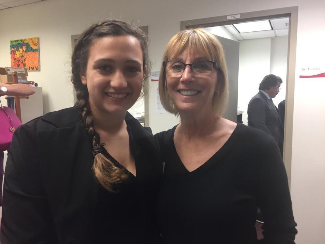 Marjory Stoneman Douglas High School student Rachel Catania and chaperone Debby Miller, a teacher at Beachside Montessori Village, waiting in the the office of Sen. Gary Farmer, D-Fort Lauderdale. They were among the first students and chaperones from Parkland to meet with lawmakers.