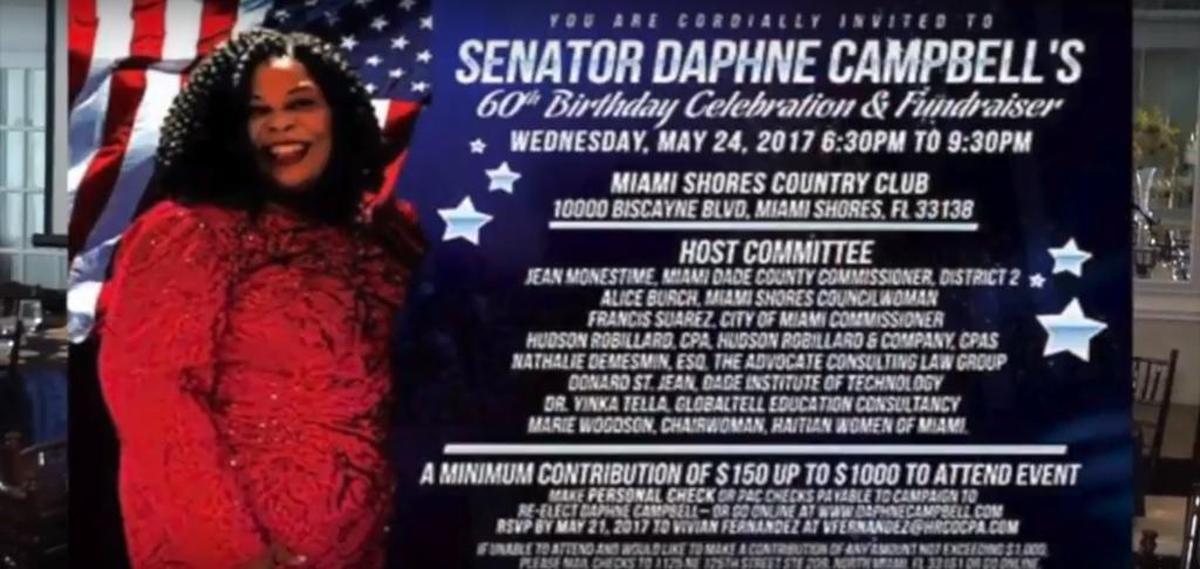 An advertisement for Daphne Campbell’s 60th birthday party and campaign fundraiser.