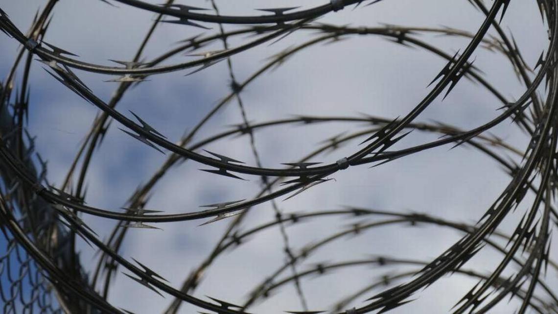 Razor wire surrounding the Palm Beach Youth Academy in West Palm Beach.