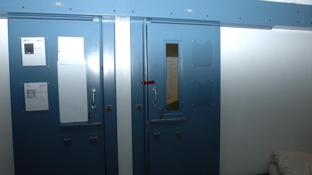This is the isolation cell where Randall Jordan-Aparo was doused with chemicals. The lawsuit says corrections officers covered the windows before administering the gas.