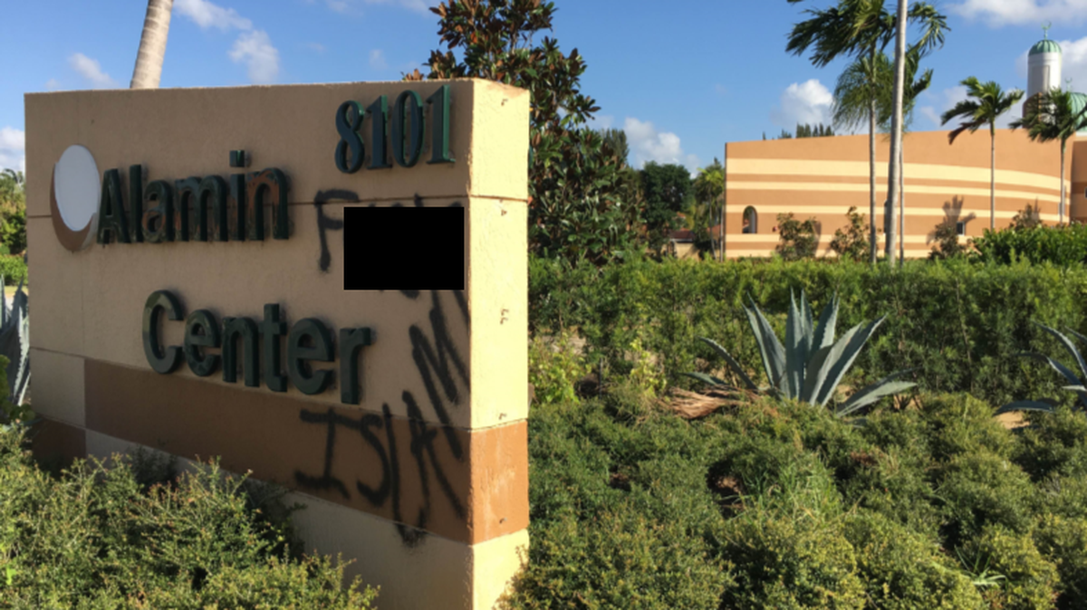 Early Thursday morning, someone spray painted “F--- Islam” and “F--- ISIS” on either side of the Al Amin Islamic Center in Boynton Beach. The Council on American-Islamic Relations called the vandalism a hate crime. The Palm Beach County Sheriff’s Office is investigating.