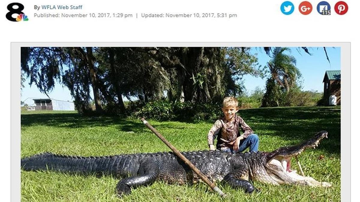 Grayson Chandley with his 11-foot gator