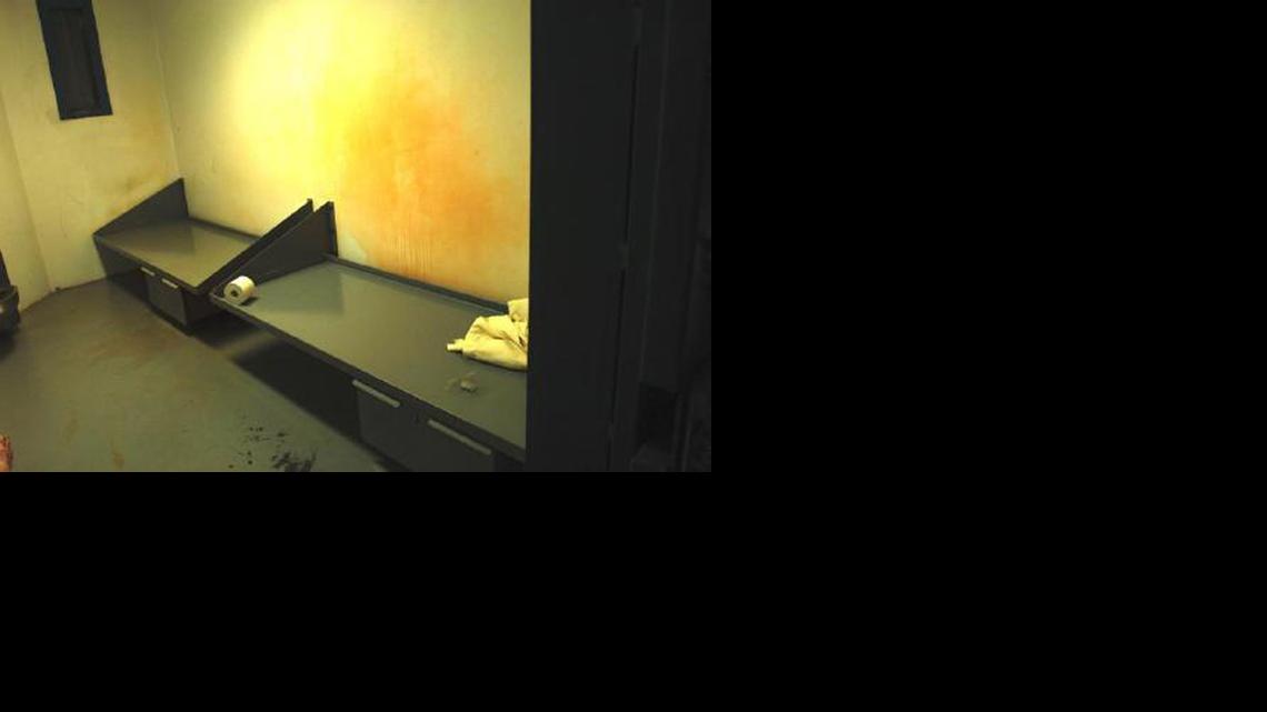 
The cell where Randall Jordan-Aparo, a man imprisoned for credit card fraud and drug charges, died while gasping for breath. A Florida Department of Corrections investigator says Jordan-Aparo was gassed after threatening to sue the prison.
