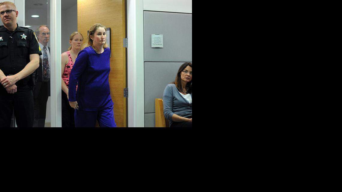 
Alan and Sheree Napier and one of their daughters arrive at the courtroom Wednesday. The jury announced its guilty verdict on multiple counts of aggravated animal abuse.
