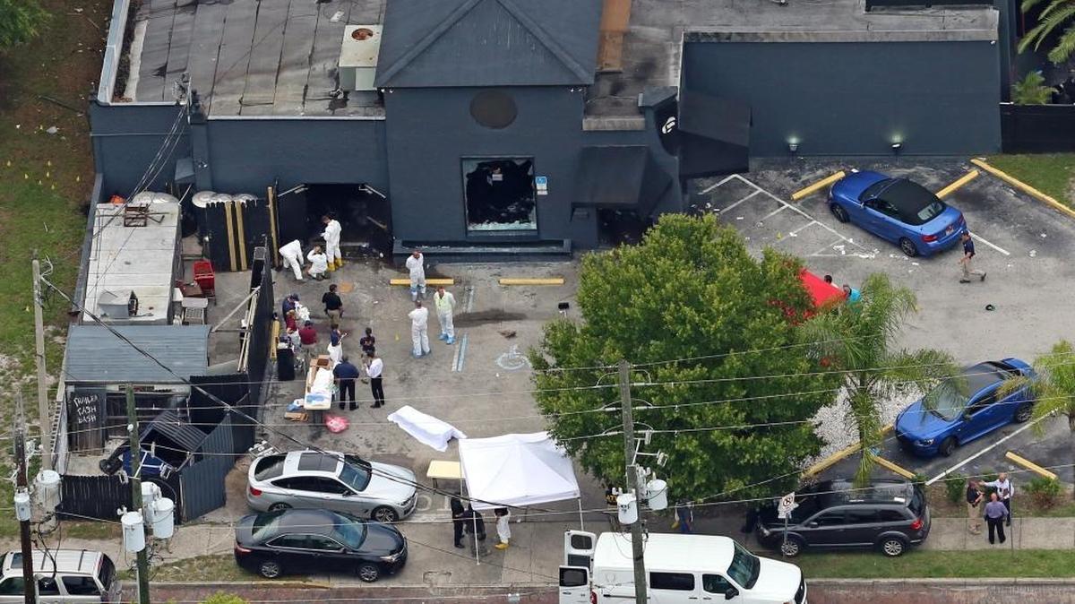 Ths Sunday, June 12, 2016 file photo, shows ial view of the mass shooting scene at the Pulse nightclub is seen in Orlando.