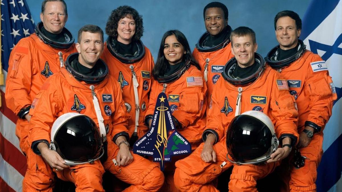 The Space Shuttle Columbia crew, from left, front row, Rick Husband, Kalpana Chawla, William McCool, back row, David Brown, Laurel Clark, Michael Anderson and Israeli astronaut Ilan Ramon are shown in this undated photo. NASA declared an emergency and feared the worst after losing communication with space shuttle Columbia as the ship and its seven astronauts soared over Texas several minutes before its expected landing on Saturday, Feb. 1, 2003.
