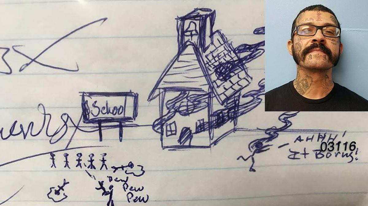 Robert Paul Alexander Edwards was arrested and charged after the Gulf County Sheriff’s Office said he drew an image of school violence on a student’s homework assignment.