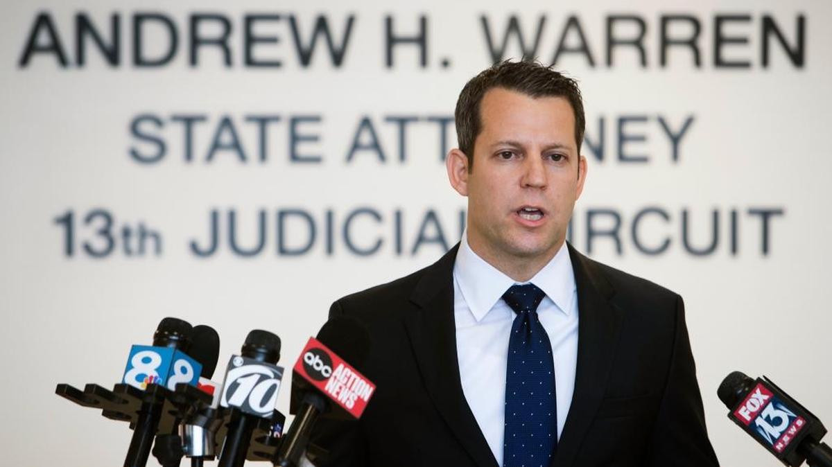 Hillsborough State Attorney Andrew Warren announces he will seek the death penalty against Howell Emanuel Donaldson III, suspected of randomly killing four people and terrorizing a Florida neighborhood for several months, as he speaks at the State Attorney's Office in Tampa, Fla., Tuesday, Jan. 23, 2018.
