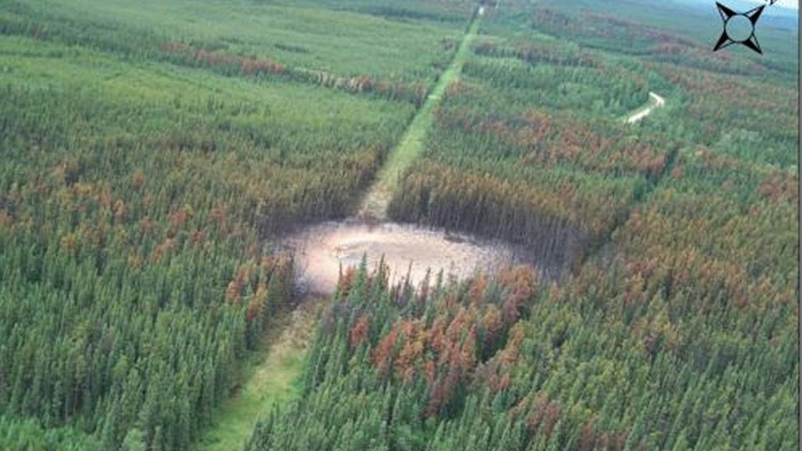 
Aerial view of the explosion site of Spectra Energy’s Nig Creek Pipeline in 2012.
