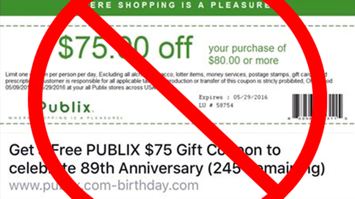 Publix warns this coupon circulating on social media is a fake.