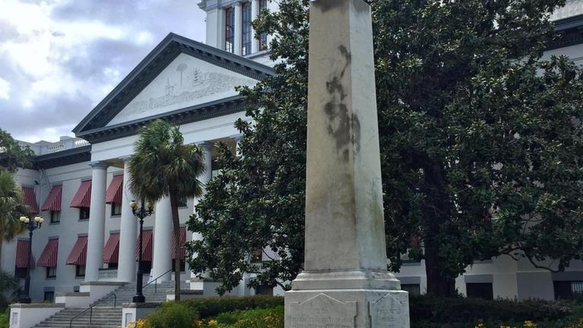 A monument honoring slain Confederate soldiers stands on the grounds of the state Capitol Complex in Tallahassee. Some politicians want the monument removed in the wake of the violent white supremacist rallies in Charlottesville, on Aug. 11-12.