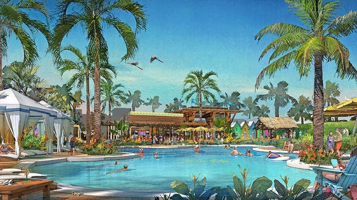 Model drawing for Latitude Margaritaville, which Jimmy Buffett’s company plans to build in Daytona Beach