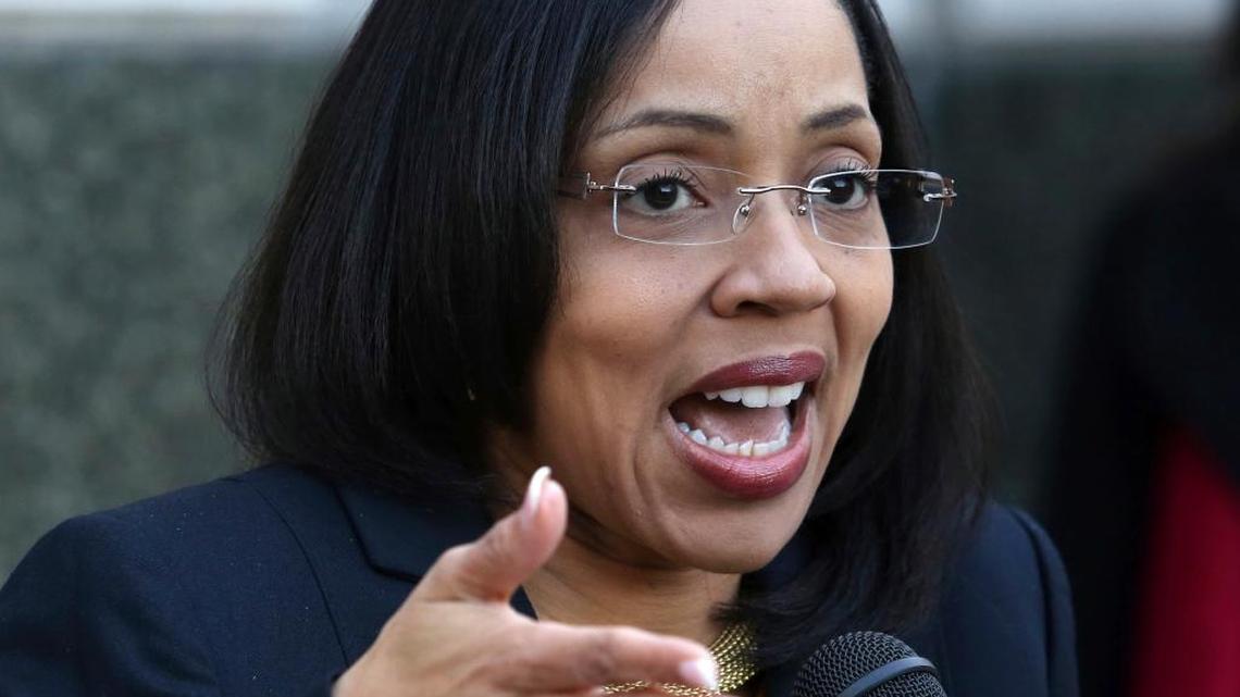 In a press conference on the steps of the Orange County Courthouse, Orange-Osceola State Attorney Aramis Ayala announces Thursday, March 16, 2017, that her office will no longer pursue the death penalty as a sentence in any case brought before the 9th Judicial Circuit of Florida.